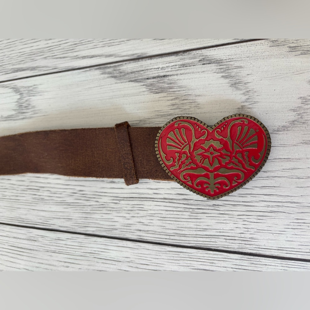 EDC , leather belt, brown with hart buckle, 42”long X width little bit over 1.5”